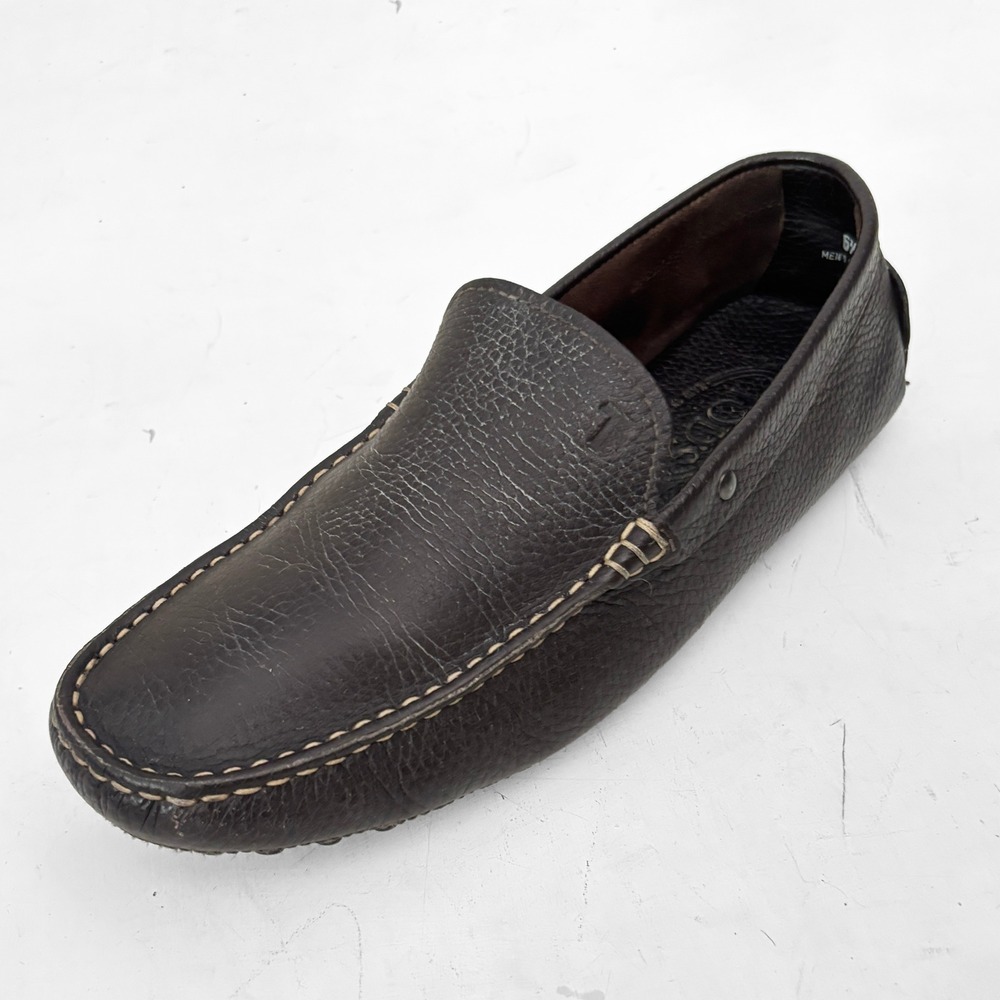 Tods Gommino Mens Driving Loafers Dark Brown Pebbled Leather US 7.5 Made Italy
